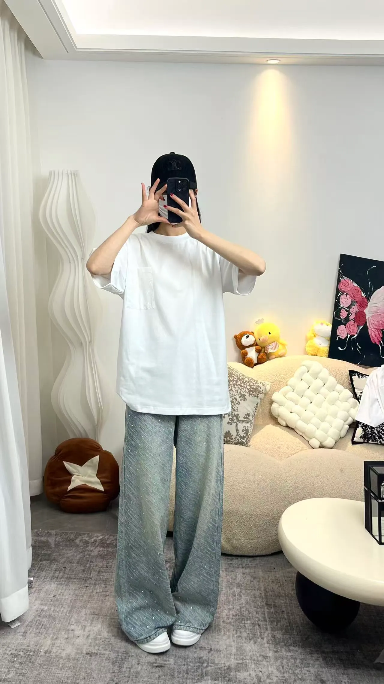 Louis Vuitton/Louis Vuitton 26ss nylon pocket presbyopic print short sleeves
